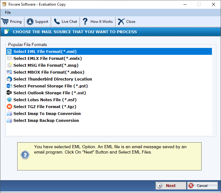 FixVare EML to EMLX Converter screenshot