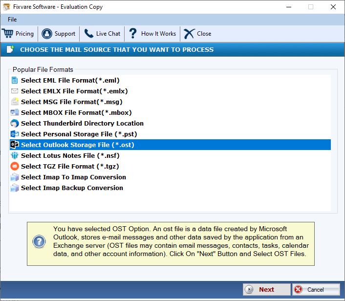 FixVare OST to EML Converter screenshot