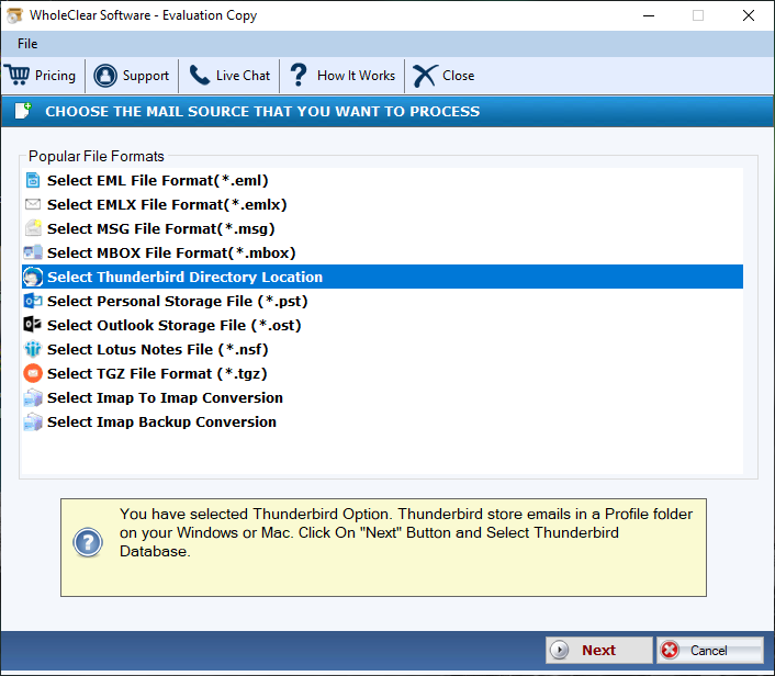 FixVare Thunderbird to MSG Converter screenshot