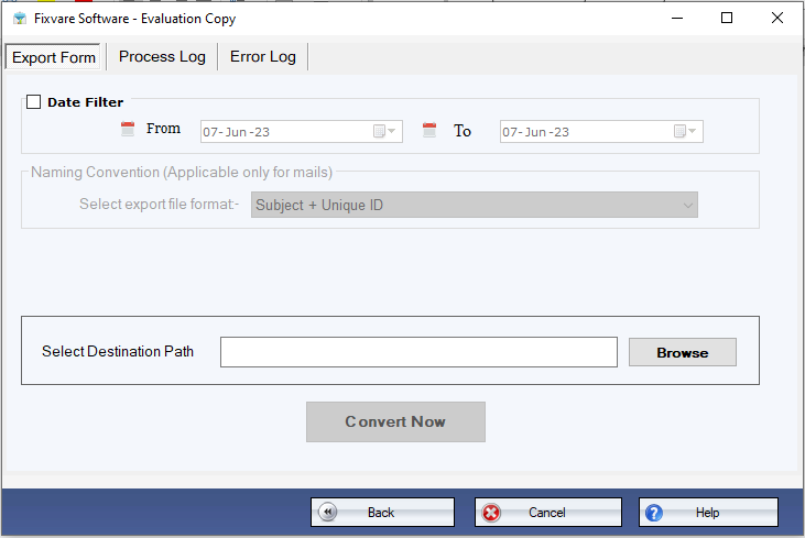 Choose destination path