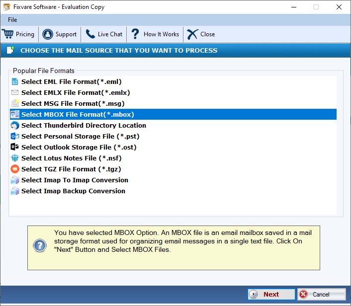 MBOX naar Hotmail Migrator