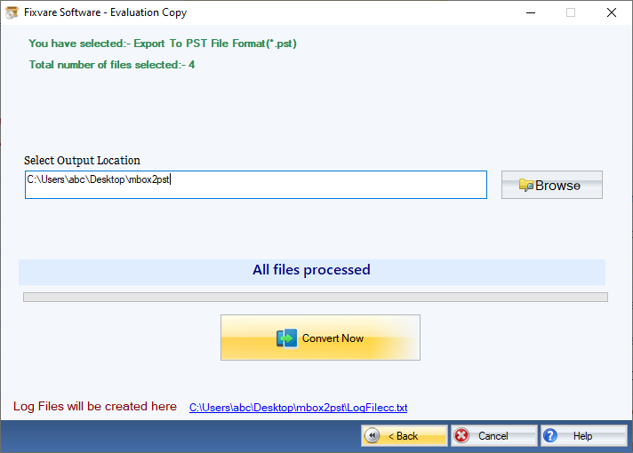 Exportar MBOX para o formato PST