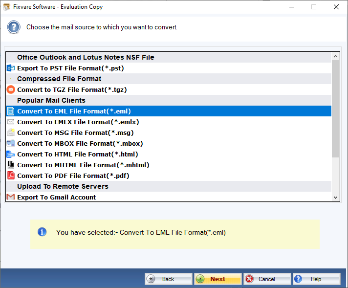 NSF to EML Export Option