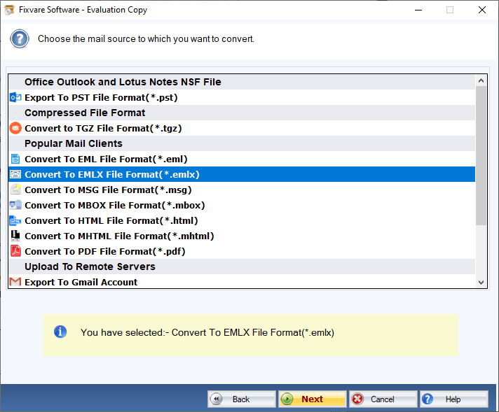 NSF to EMLX Export Option