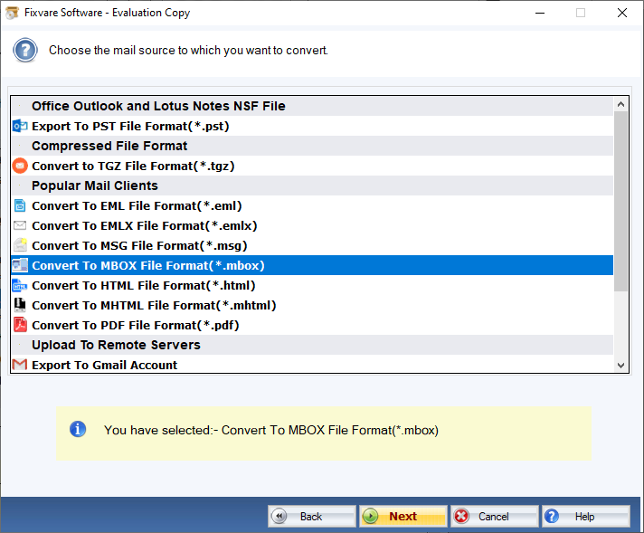 NSF to MBOX Export Option