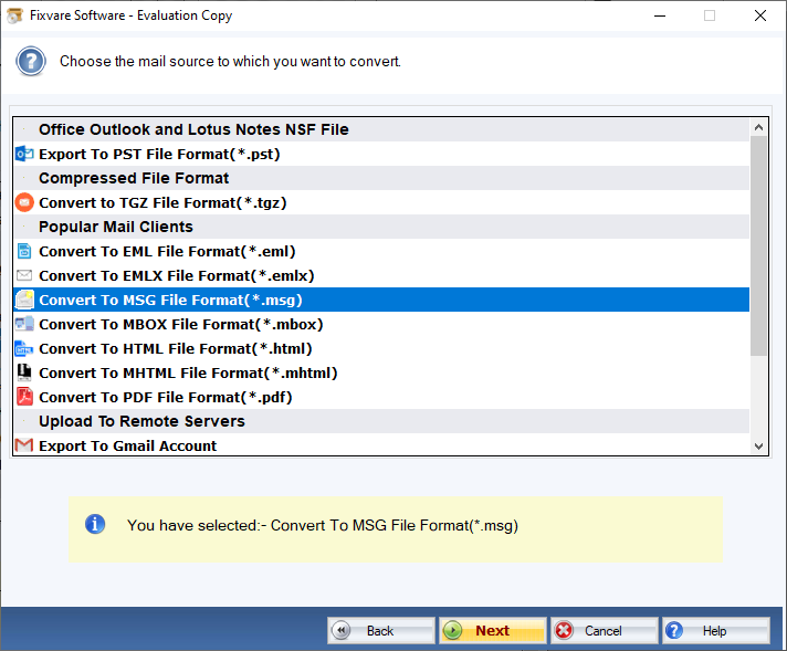 NSF to MSG Export Option