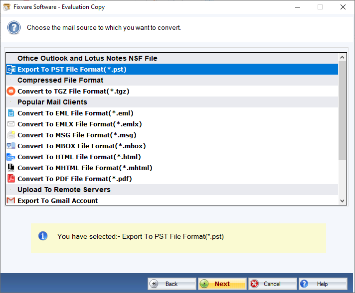 NSF to PST Export Option