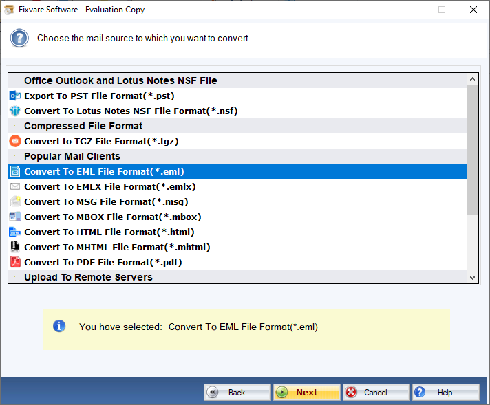Select OST to EML Option