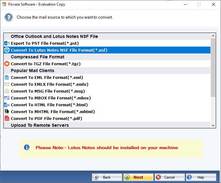 Select OST to NSF Option