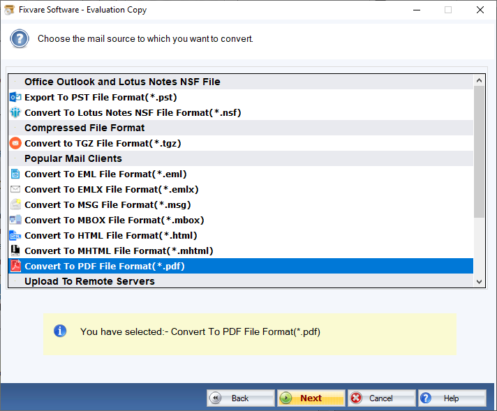 Select OST to PDF Option