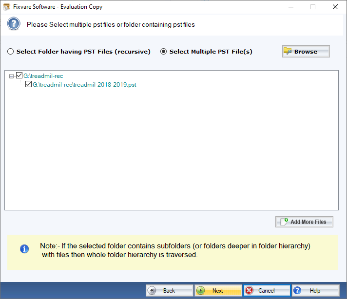 Select Outlook PST File