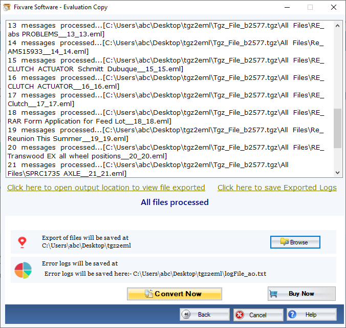 Convert TGZ to EML Format