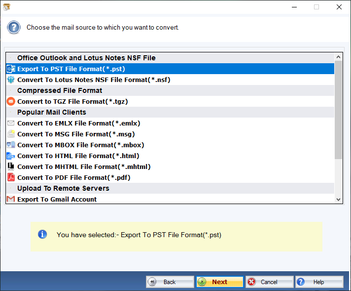 thunderbird to pst Export Option